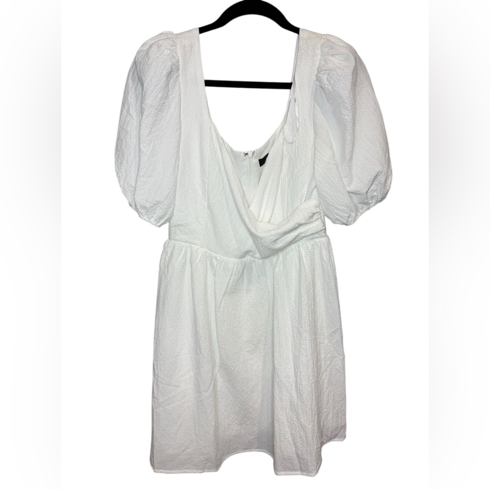 Lulus Little Bit in Love White Surplice Puff Sleeved Midi Dress